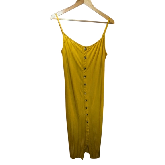 ⭐️NWT - Mustard Button-Down Midi Dress - Picture 1 of 6